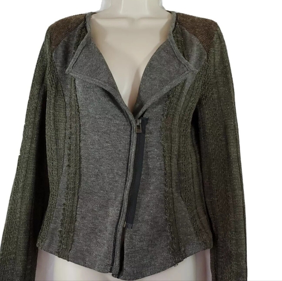 Miss Me Cardigan Sweater Zip Long Sleeve Gray Womens Size M Asymmetrical Zipper - Picture 13 of 14